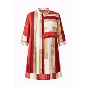 Alfani Women S Geometric Stripe Button Down Shirt Dress Tunic‎ XL